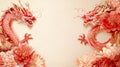 Two Red Dragons Amidst Elegant Floral Designs Royalty Free Stock Photo