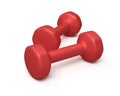 Two red dumb bells Royalty Free Stock Photo