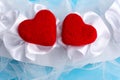 Two red felt hearts Royalty Free Stock Photo