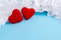 Two red felt hearts Royalty Free Stock Photo