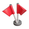 Two red flags on white poles with grey caps on a grey base image Royalty Free Stock Photo