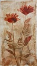 two red flowers piece paper wet collodion process plants beakers iron oxide daisies poppies untitled stone etchings large Royalty Free Stock Photo