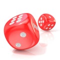 Two red game dices. 3D render