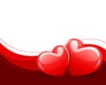 Two red glossy heart