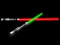 Two red and green 3d light future swords black Royalty Free Stock Photo