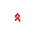 Two red hand drawn arrows up icon. swipe up button. Isolated on white