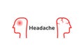 Two red headache linear logo