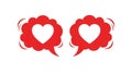 Two red heart shaped speech bubbles Royalty Free Stock Photo