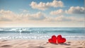 Two red hearts on the beach. Love Royalty Free Stock Photo