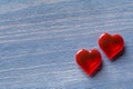 Two red hearts on a blue vintage background Royalty Free Stock Photo