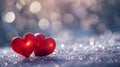 Two red hearts on bokeh background. Royalty Free Stock Photo