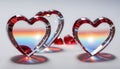 Two Red Hearts with Crystal Reflections