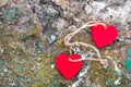 Two red hearts in defocus Royalty Free Stock Photo