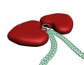 Two red hearts necklace