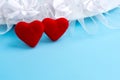 Two red felt hearts Royalty Free Stock Photo