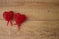 Two red hearts on a wooden background.Valentine Day Concept Royalty Free Stock Photo