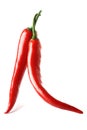 Two red hot chilli chilies pepper