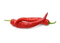 Two red hot chilli peppers Royalty Free Stock Photo