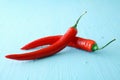 Two red hot jalapeno chili peppers Royalty Free Stock Photo