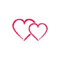 Two Red love heats symbol, vector icon