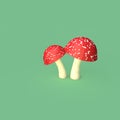 Two Red Lowpoly Mushrooms