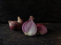 two red onions on a black background Royalty Free Stock Photo