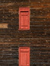 Two Red Doors in Old Grist Mill Royalty Free Stock Photo