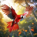 Two red parrots in Macaw white isolated red and green Macaw in tropical Royalty Free Stock Photo