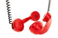 Two red phone handsets, talking concept. 3D rendering Royalty Free Stock Photo