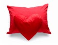 Two Red Pillows, One Heart Shaped, Isolated on White Background Royalty Free Stock Photo