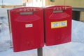 Two Red Post Boxes of the Italian Postal Service