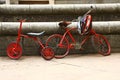 Two red retro bicycles