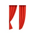 Two red silk or velvet theatrical curtains for left side Royalty Free Stock Photo