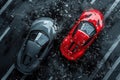 Two Red Sports Cars Parked in a Parking Lot. Generative AI Royalty Free Stock Photo