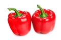 two red sweet bell peppers isolated on white background Royalty Free Stock Photo