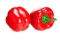 Two red sweet bell peppers isolated on white background Royalty Free Stock Photo