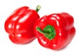 two red sweet bell peppers isolated on white background Royalty Free Stock Photo