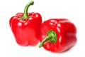 two red sweet bell peppers isolated on white background Royalty Free Stock Photo