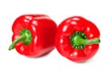 two red sweet bell peppers isolated on white background Royalty Free Stock Photo