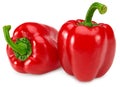 Two red sweet bell peppers isolated on white background. clipping path Royalty Free Stock Photo