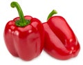 Two red sweet bell peppers isolated on white background. clipping path Royalty Free Stock Photo