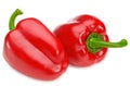 Two red sweet bell peppers isolated on white background. clipping path Royalty Free Stock Photo