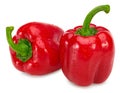 Two red sweet bell peppers isolated on white background. clipping path Royalty Free Stock Photo