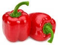 Two red sweet bell peppers isolated on white background. clipping path Royalty Free Stock Photo