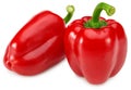 Two red sweet bell peppers isolated on white background. clipping path Royalty Free Stock Photo