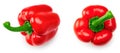 Two red sweet bell peppers isolated on white background. clipping path Royalty Free Stock Photo