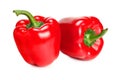 two red sweet bell peppers isolated on white background Royalty Free Stock Photo