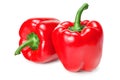 two red sweet bell peppers isolated on white background Royalty Free Stock Photo