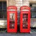Two Red Telephone Boxes Royalty Free Stock Photo