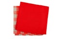 Two red textile napkins on white Royalty Free Stock Photo